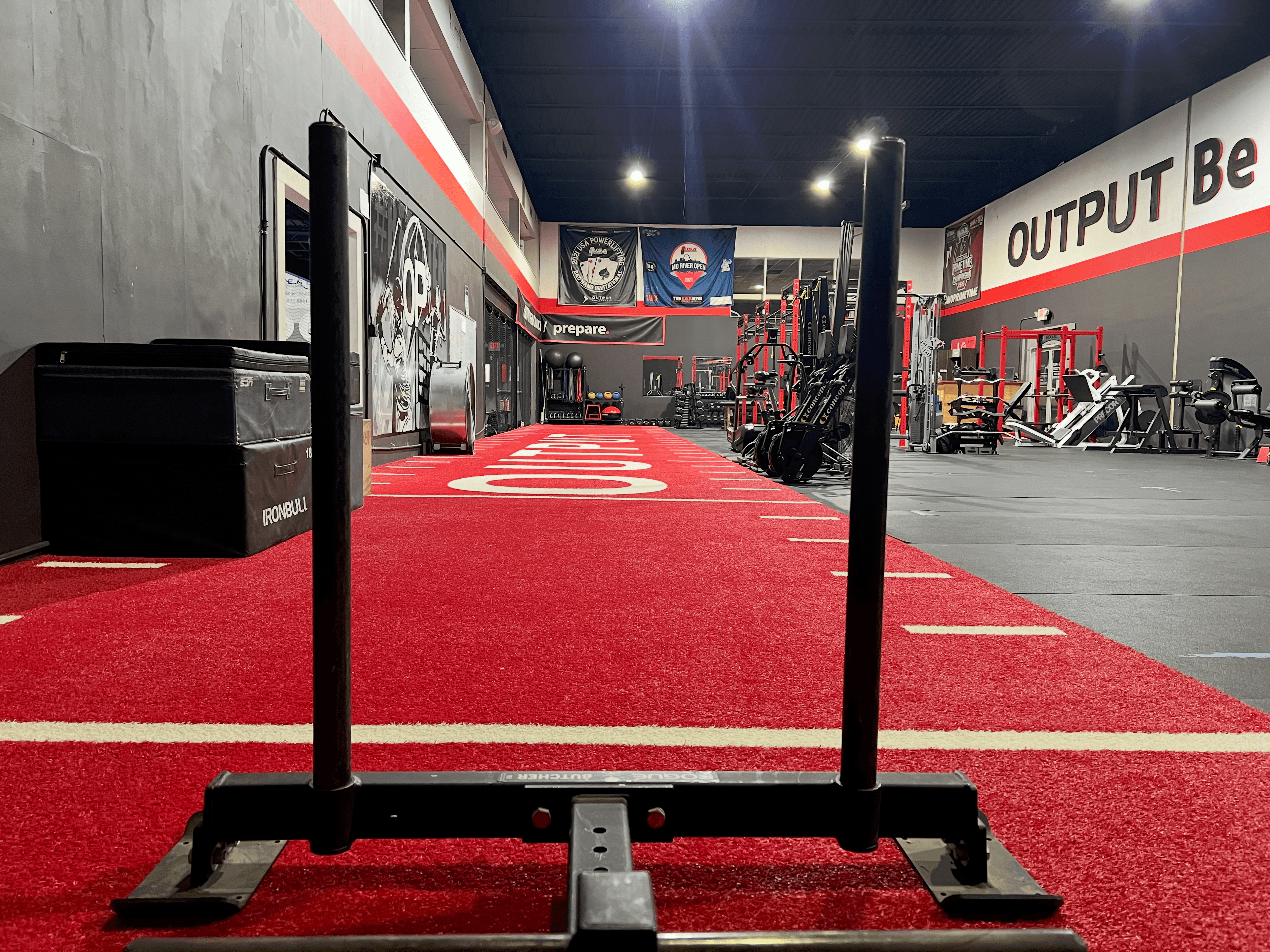 Output Performance turf area and prowler sled inside the 100,000 sq ft Center St. Louis complex